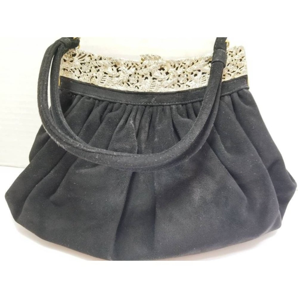 Vintage Rare Art Deco Marcasite KORET Kid Skin Purse Handbag (A6366)
